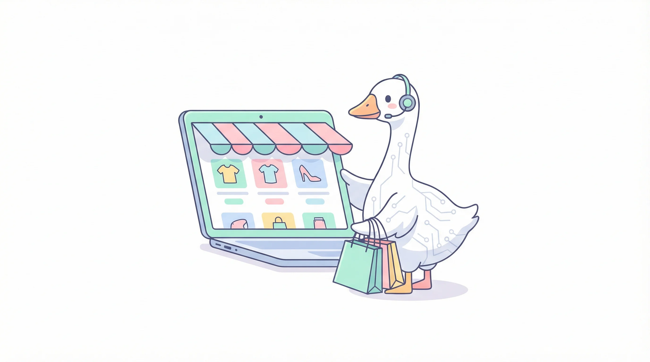 AI 에이전트 쇼핑 일러스트